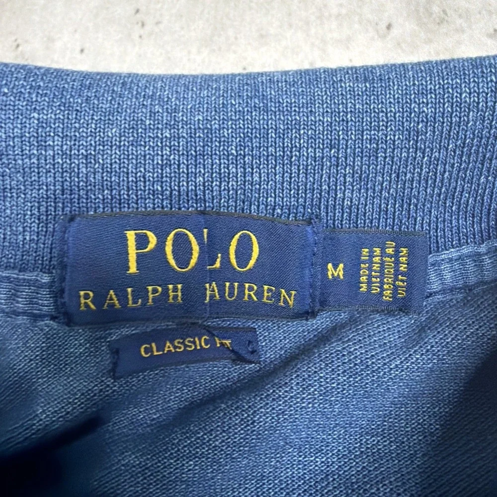 Polo Ralph Lauren Knit Polo Shirt Men's Medium Classic Fit Blue Cotton Texture
